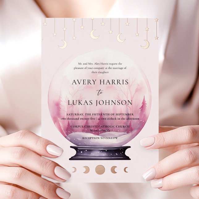 Invitation En Aluminium Mariage de lune mystique de croissant (Créateur téléchargé)