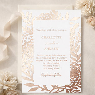 Invitation En Aluminium Mariage de luxe botanique or rose