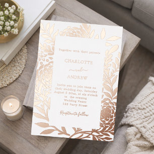 Invitation En Aluminium Mariage de luxe botanique or rose