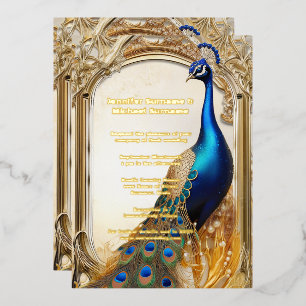 Invitation En Aluminium Mariage de luxe de style indien chic avec un paon 