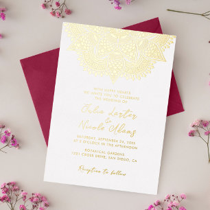 Invitation En Aluminium Mariage de Luxe Métallisé Pailleté Géométrique