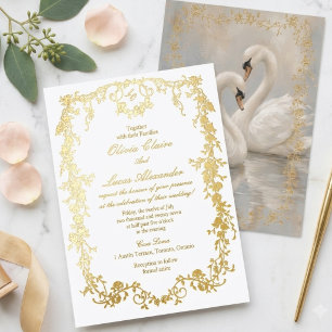 Invitation En Aluminium Mariage de luxe royal Roses blanches et dorées