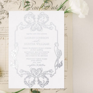 Invitation En Aluminium Mariage de monogramme d'art de la ligne florale d'