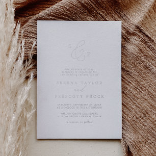 Invitation En Aluminium Mariage de monogramme officiel à huile d'argent dé