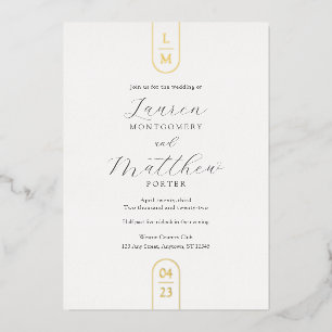 Invitation En Aluminium Mariage de monogramme simple or moderne