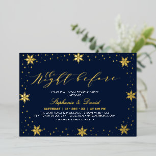Invitation En Aluminium Mariage de neige d'hiver or et marine pour couples