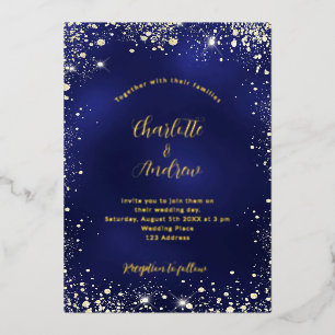 Invitation En Aluminium Mariage de parties scintillant en or bleu marine