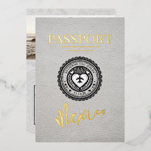 Invitation En Aluminium Mariage de passeport du Mexique blanc