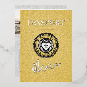 Invitation En Aluminium Mariage de passeport du Mexique jaune
