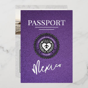Invitation En Aluminium Mariage de passeport du Mexique violet