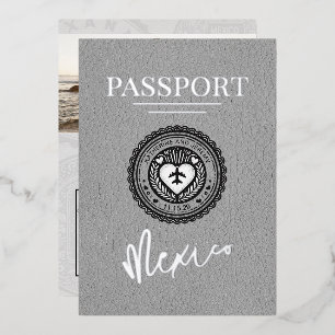 Invitation En Aluminium Mariage de passeport gris Mexique
