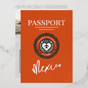 Invitation En Aluminium Mariage de passeport Orange Mexique