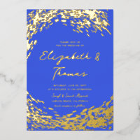 Mariage de plage élégant moderne bleu or surfeur v