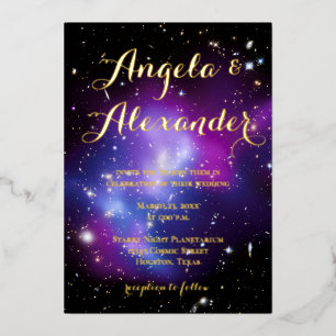 Invitation En Aluminium Mariage de Planétarium à grappes violettes