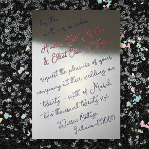 Invitation En Aluminium Mariage de printemps romantique rose, violet et ar