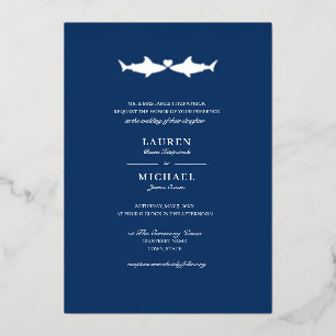 Invitation En Aluminium Mariage de requin argenté