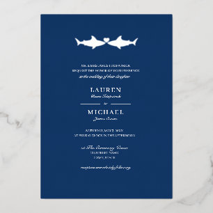 Invitation En Aluminium Mariage de requin en feuille d'argent