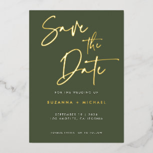 Invitation En Aluminium Mariage de script de calligraphie verte d'olive mo