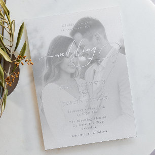 Invitation En Aluminium Mariage de script et de portrait Silver Foil