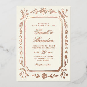 Invitation En Aluminium Mariage de script minimaliste couleur florale