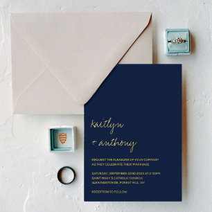 Invitation En Aluminium Mariage de script minimaliste moderne Real