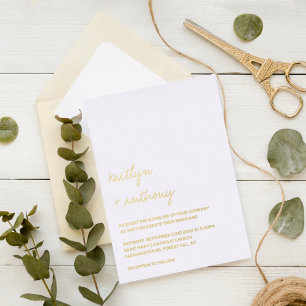 Invitation En Aluminium Mariage de script minimaliste moderne Real