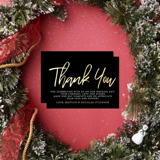 Invitation En Aluminium Mariage de script moderne Merci réel (Insitu)