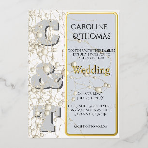 Invitation En Aluminium Mariage de script Pearl Gold non conformiste moder