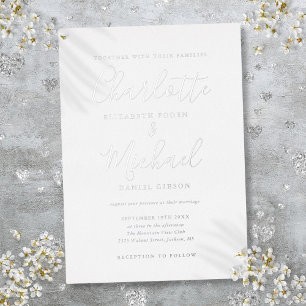 Invitation En Aluminium Mariage de script signature élégant Silver