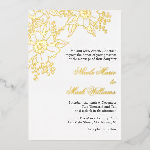 Invitation En Aluminium Mariage de style floral en typographie