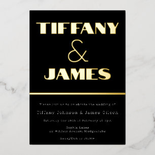 Invitation En Aluminium Mariage de style rétro vintage Hollywood or