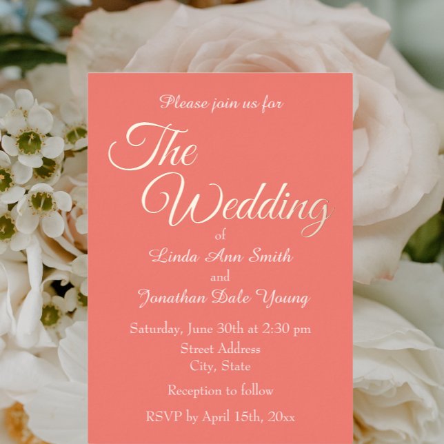 Invitation En Aluminium Mariage de style simple corail (In Situ Wedding)