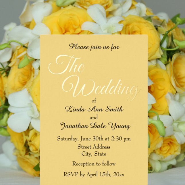 Invitation En Aluminium Mariage de style simple jaune beurre (In Situ Wedding)