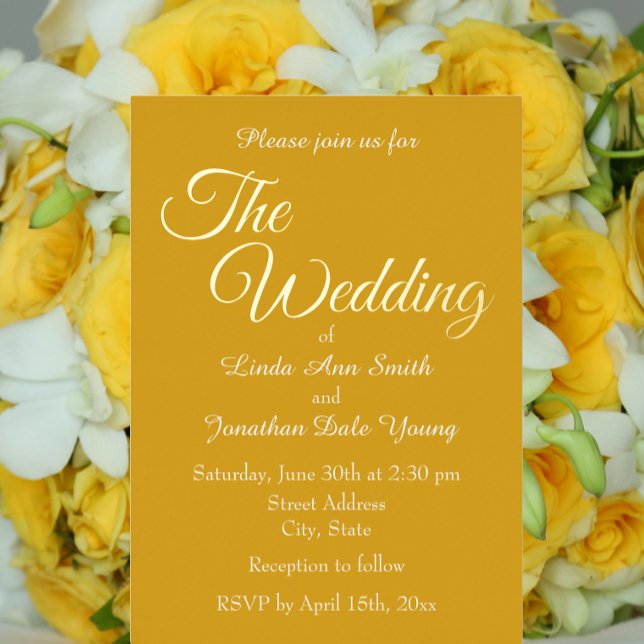 Invitation En Aluminium Mariage de style simple jaune doré (In Situ Wedding)