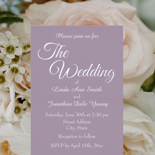 Invitation En Aluminium Mariage de style simple Mauve (In Situ Wedding)