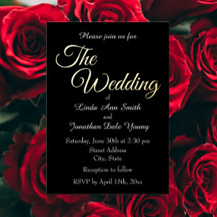 Invitation En Aluminium Mariage de style simple noir