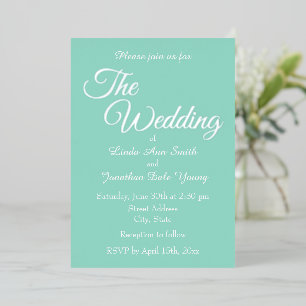 Invitation En Aluminium Mariage de style simple Seafoam