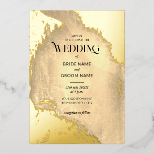 Invitation En Aluminium Mariage de texture Gold Grunge