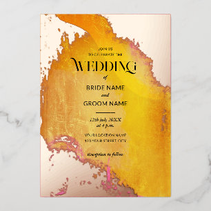 Invitation En Aluminium Mariage de texture rose et orange