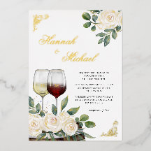 Mariage de vignoble à l'aquarelle florale Or