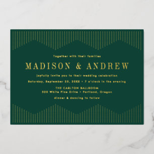 Invitation En Aluminium Mariage déco à points verts et dorés