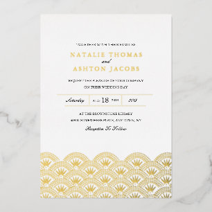 Invitation En Aluminium Mariage Deco Seigaiha Or