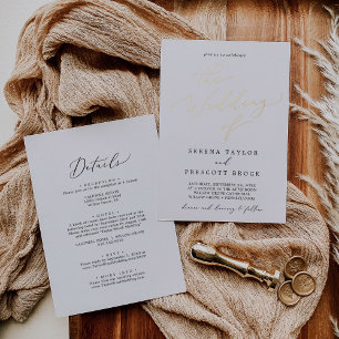 Invitation En Aluminium Mariage délicat avec feuille d'or et recto verso n