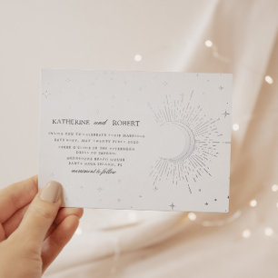 Invitation En Aluminium Mariage des étoiles d'argent de minuit céleste