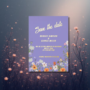 Invitation En Aluminium mariage d'été de lila fleur sauvage enregistrer la