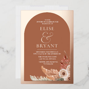 Invitation En Aluminium Mariage d'été rose Gold Foil Boho Floral