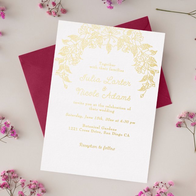 Invitation En Aluminium Mariage d'hibiscus tropicaux d'Orange brulé (Créateur téléchargé)