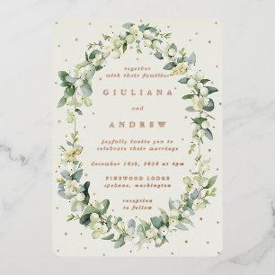 Invitation En Aluminium Mariage d'hiver élégant Crème Symphorine+Eucalyptu