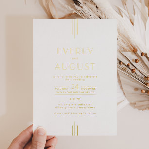 Invitation En Aluminium Mariage d'huile d'or géométrique simple TOUT Art D