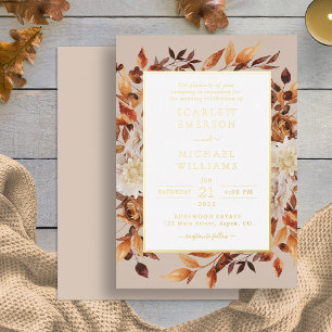 Invitation En Aluminium Mariage d'or d'automne moderne